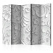 Room Divider Retro Floral Motif (5-piece) - white pattern with a floral motif 128962