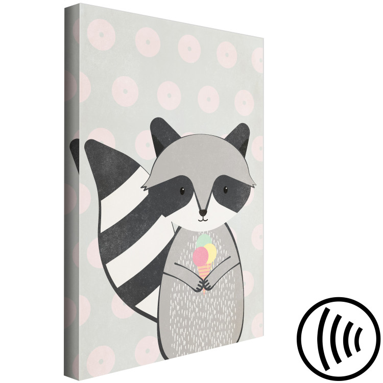 Canvas Print Raccoon Gourmet (1-part) vertical - pastel animal with ice cream 129562 additionalImage 6