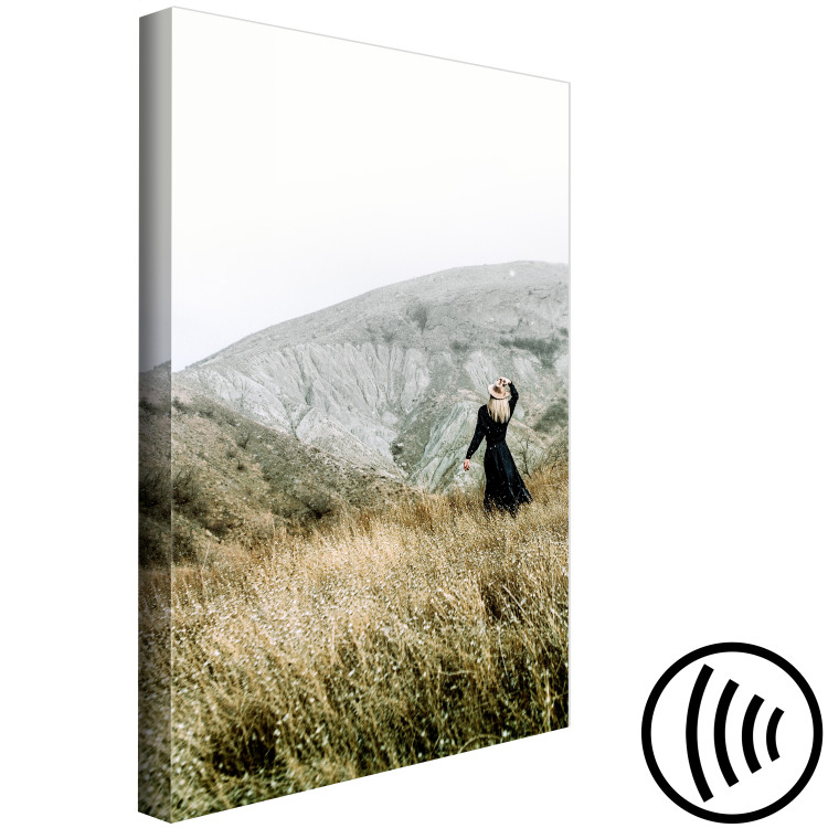 Canvas Art Print Lost in Nature (1-piece) Vertical - landscape of a woman against mountains 130262 additionalImage 6