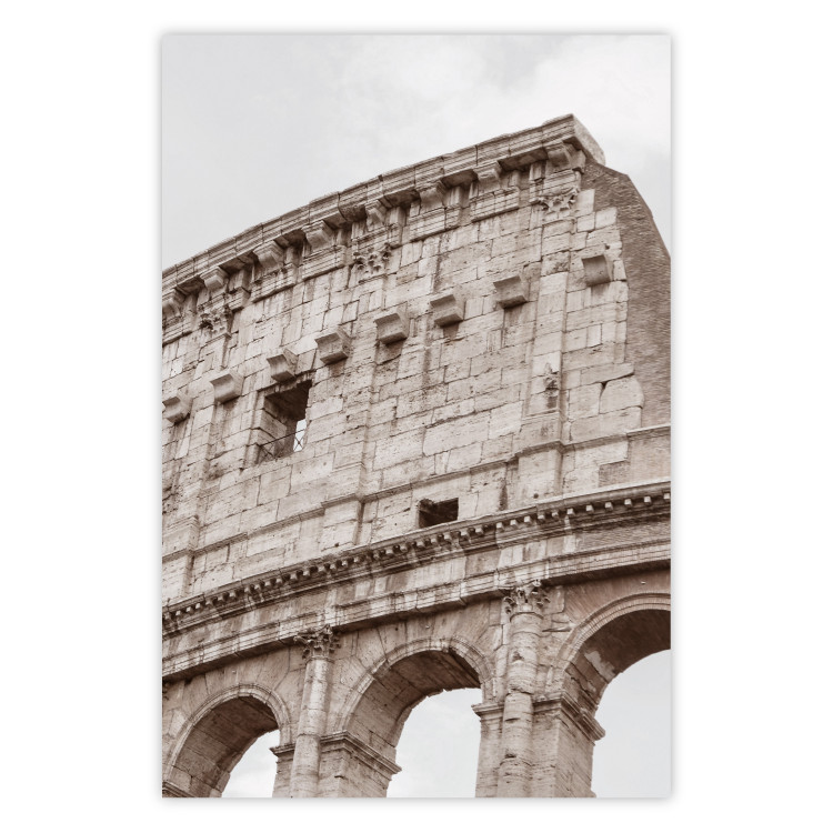 Poster Colosseum - historic city architecture in sepia colors against a sky background 130762