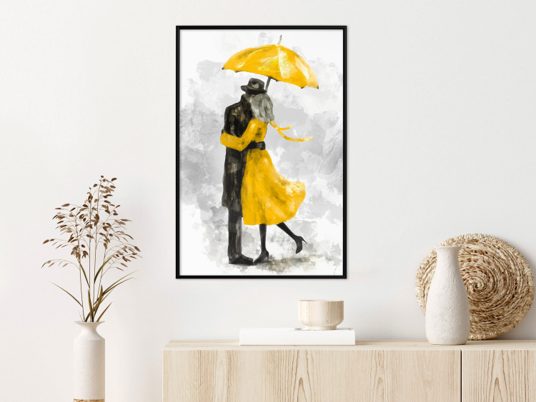 Poster Under the Yellow Umbrella - romantic couple of a yellow woman and a black man 132162 additionalImage 5