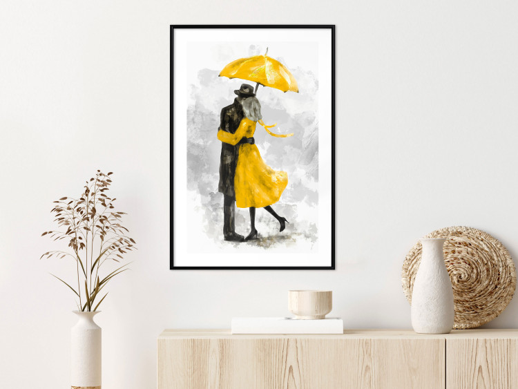 Poster Under the Yellow Umbrella - romantic couple of a yellow woman and a black man 132162 additionalImage 23