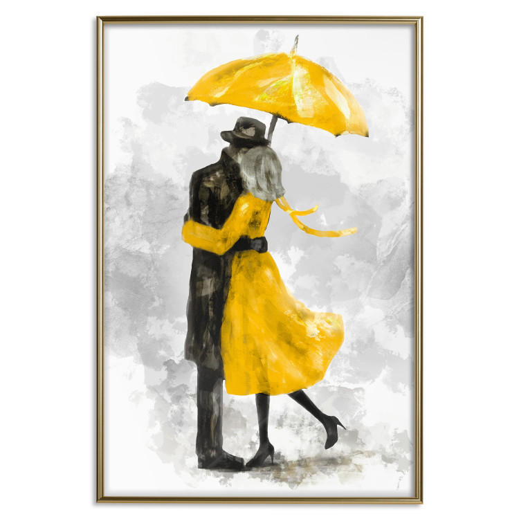 Poster Under the Yellow Umbrella - romantic couple of a yellow woman and a black man 132162 additionalImage 21