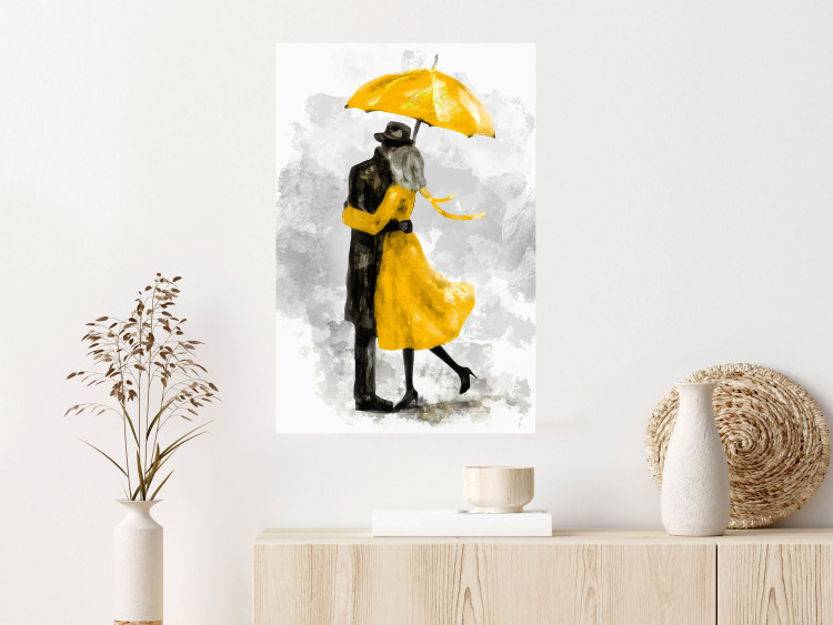 Poster Under the Yellow Umbrella - romantic couple of a yellow woman and a black man 132162 additionalImage 3