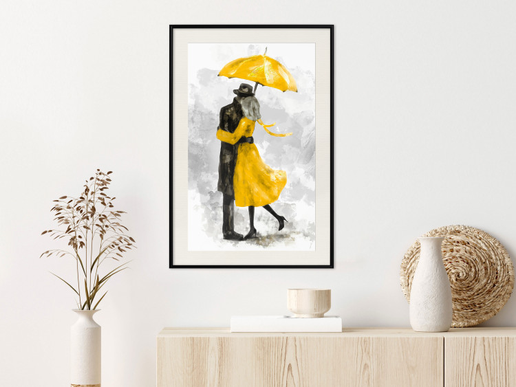 Poster Under the Yellow Umbrella - romantic couple of a yellow woman and a black man 132162 additionalImage 24