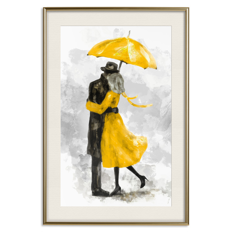 Poster Under the Yellow Umbrella - romantic couple of a yellow woman and a black man 132162 additionalImage 20