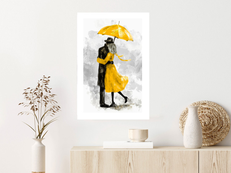 Poster Under the Yellow Umbrella - romantic couple of a yellow woman and a black man 132162 additionalImage 6