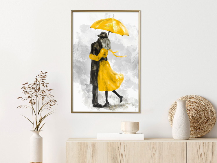 Poster Under the Yellow Umbrella - romantic couple of a yellow woman and a black man 132162 additionalImage 8