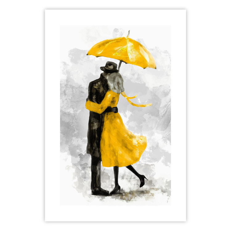 Poster Under the Yellow Umbrella - romantic couple of a yellow woman and a black man 132162 additionalImage 25