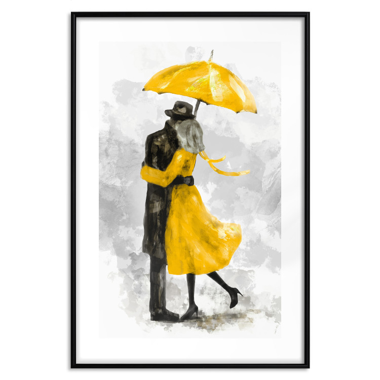 Poster Under the Yellow Umbrella - romantic couple of a yellow woman and a black man 132162 additionalImage 15