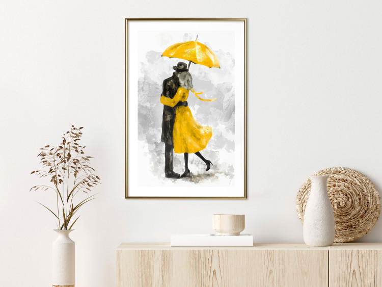 Poster Under the Yellow Umbrella - romantic couple of a yellow woman and a black man 132162 additionalImage 13