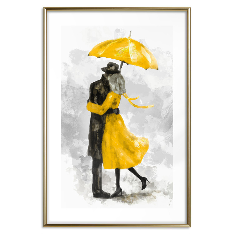 Poster Under the Yellow Umbrella - romantic couple of a yellow woman and a black man 132162 additionalImage 14