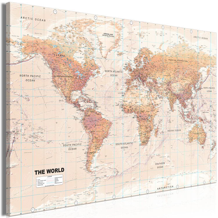 Large canvas print World Map: Orange World [Large Format] 132362 additionalImage 2