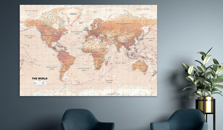 Large canvas print World Map: Orange World [Large Format] 132362 additionalImage 5