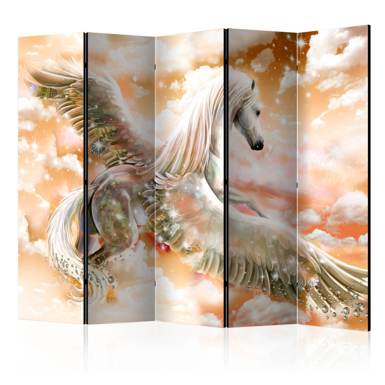 Room Separator Pegasus (Orange) II (5-piece) - fantastical abstraction in the sky 132562