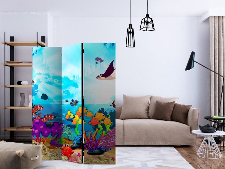 Folding Screen Underwater Fun (3-piece) - colorful fish and plants on the seabed 133062 additionalImage 4