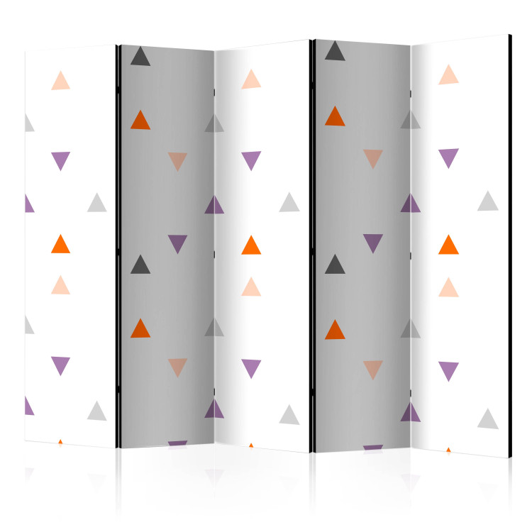 Room Divider Rain of Triangles II (5-piece) - light background in geometric pattern 133162
