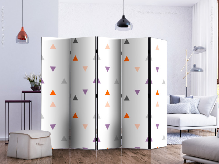 Room Divider Rain of Triangles II (5-piece) - light background in geometric pattern 133162 additionalImage 2