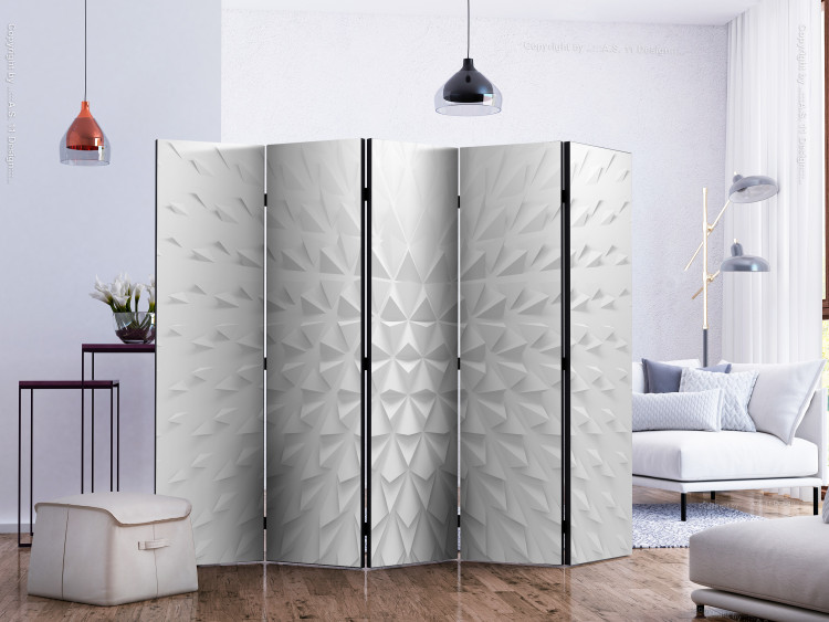 Room Divider Screen Fortress of Illusions II (5-piece) - geometric gray 3D abstract 133462 additionalImage 2