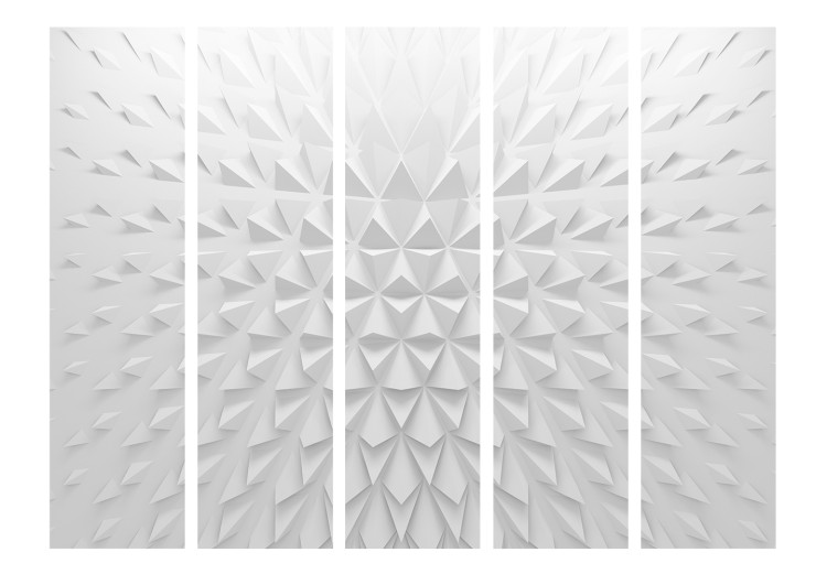 Room Divider Screen Fortress of Illusions II (5-piece) - geometric gray 3D abstract 133462 additionalImage 3