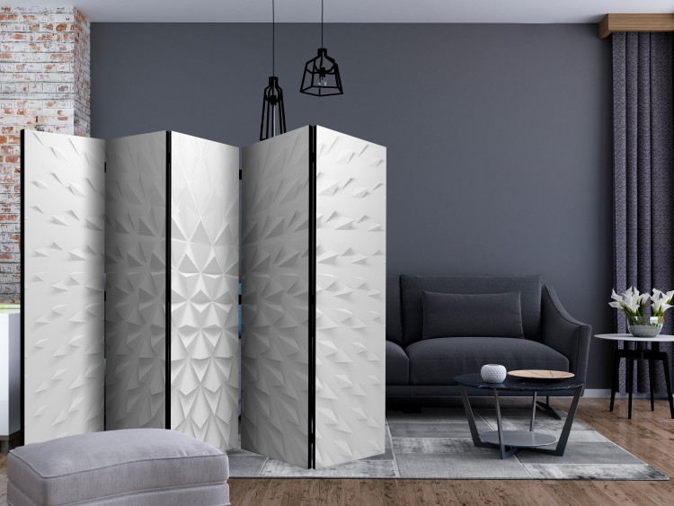 Room Divider Screen Fortress of Illusions II (5-piece) - geometric gray 3D abstract 133462 additionalImage 4