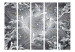 Room Separator Oriental Design II (5-piece) - gray abstraction in leaves and flowers 133562 additionalThumb 3
