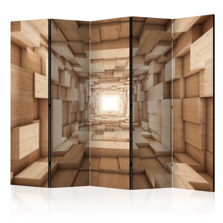 Room Divider Screen Upwards... II - abstract tunnel with wooden geometric figures 133662
