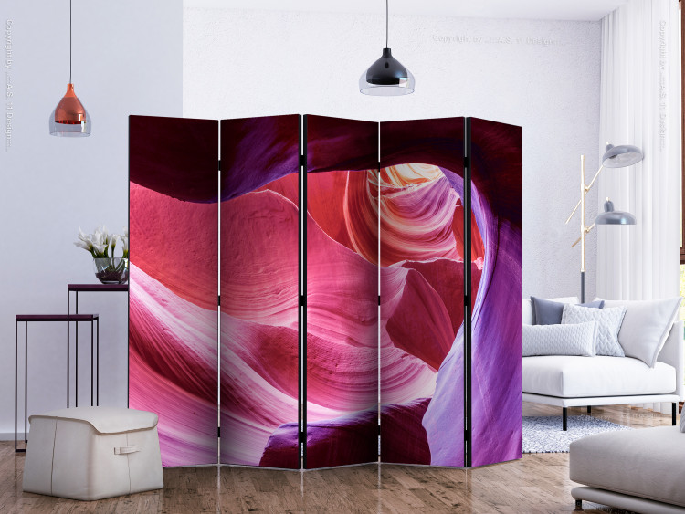 Room Divider Screen Amazing Cave II - long tunnel with purple and pink rocks 133762 additionalImage 2