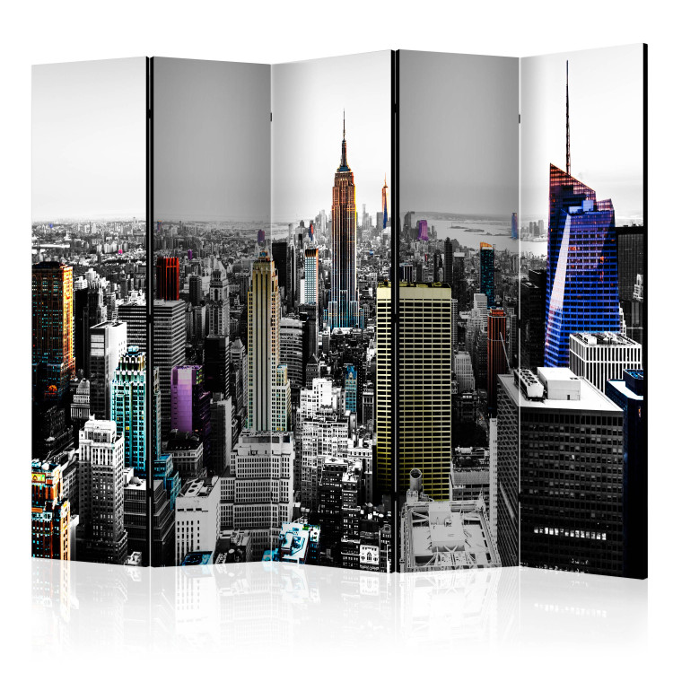 Room Divider Screen Opalescent Skyscrapers II - skyscraper architecture with colorful details 133862