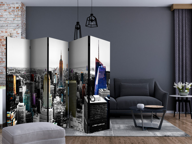 Room Divider Screen Opalescent Skyscrapers II - skyscraper architecture with colorful details 133862 additionalImage 4