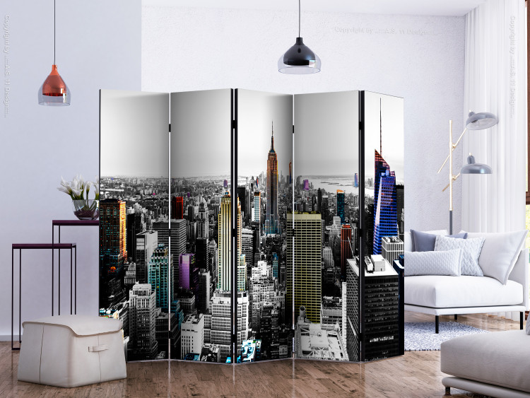 Room Divider Screen Opalescent Skyscrapers II - skyscraper architecture with colorful details 133862 additionalImage 2