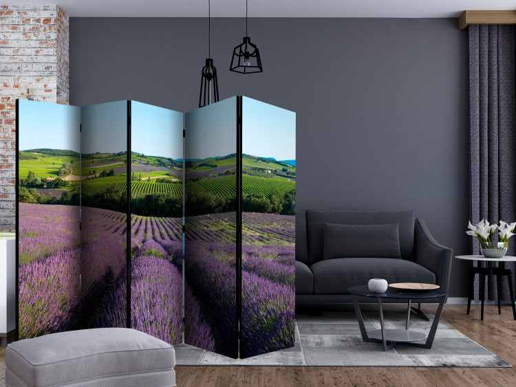 Room Divider Lavender Fields II (5-piece) - Provencal landscape of blooming nature 134162 additionalImage 4
