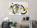 Canvas Art Print Golden rhythm - abstraction with a gold line in a black circle 134862 additionalThumb 3