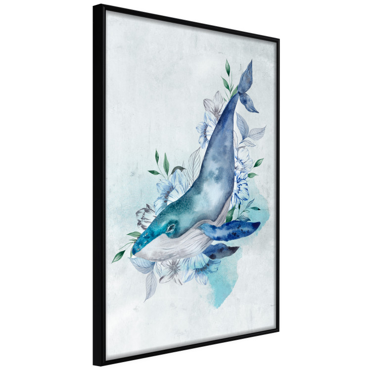 Poster Mr. Whale - large fish from the aquatic world among plants on a light background 135362 additionalImage 3
