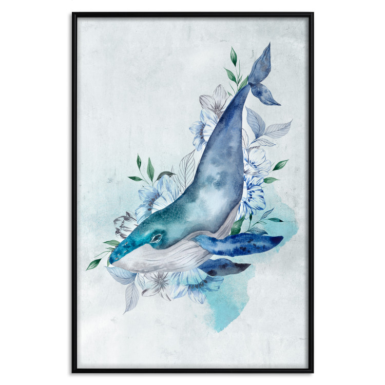 Poster Mr. Whale - large fish from the aquatic world among plants on a light background 135362 additionalImage 10
