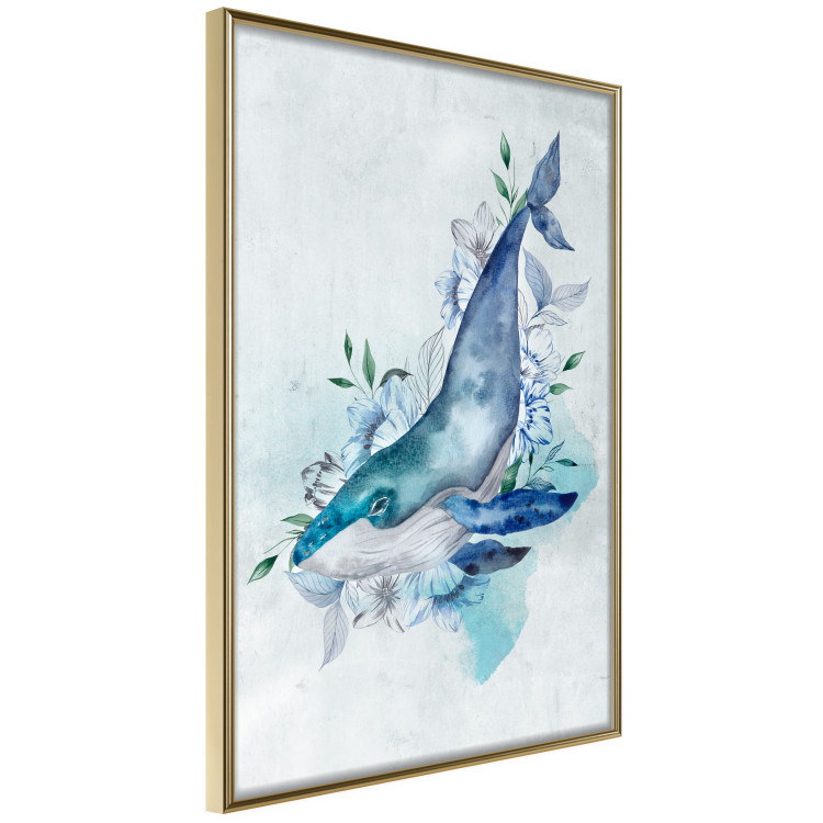 Poster Mr. Whale - large fish from the aquatic world among plants on a light background 135362 additionalImage 2