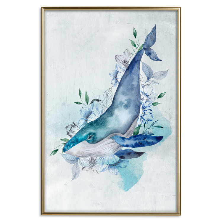Poster Mr. Whale - large fish from the aquatic world among plants on a light background 135362 additionalImage 9