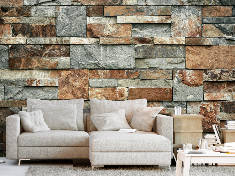 Wall Mural Stacked stone - stone pattern with different shapes and colours 135662