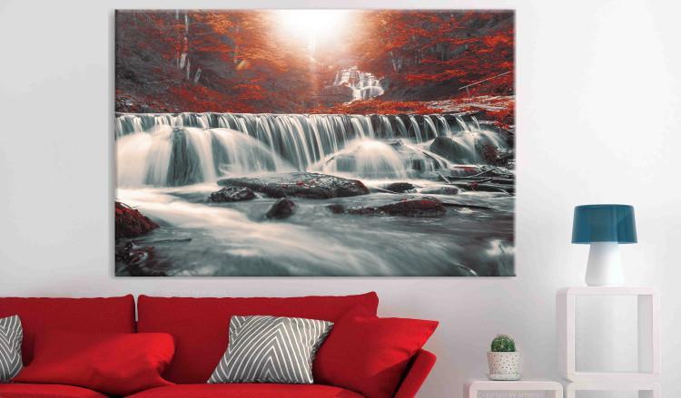 Large canvas print Awesome Waterfall - Red [Large Format] 136362 additionalImage 5