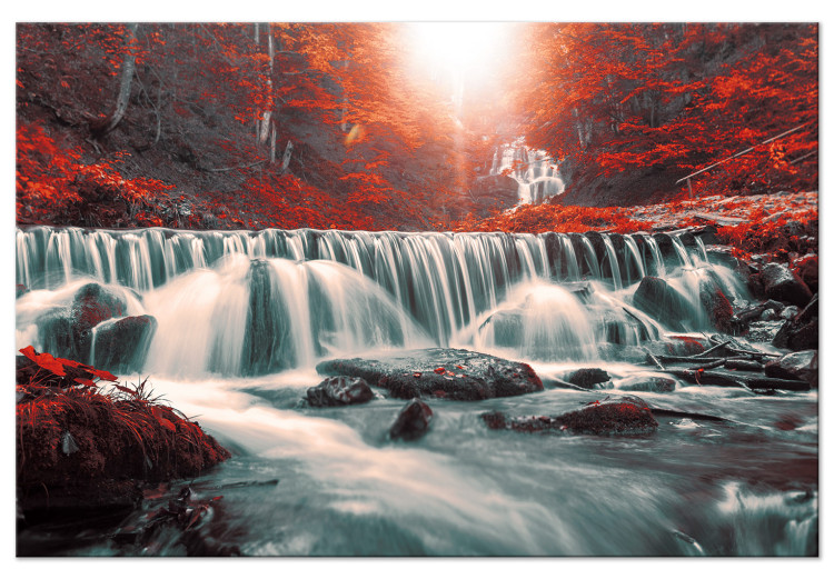 Large canvas print Awesome Waterfall - Red [Large Format] 136362