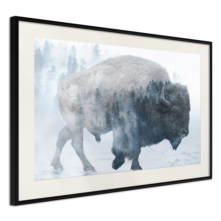 Wall Poster Lonely Horizontal Expedition - walking animal against a winter landscape background 137162 additionalImage 25
