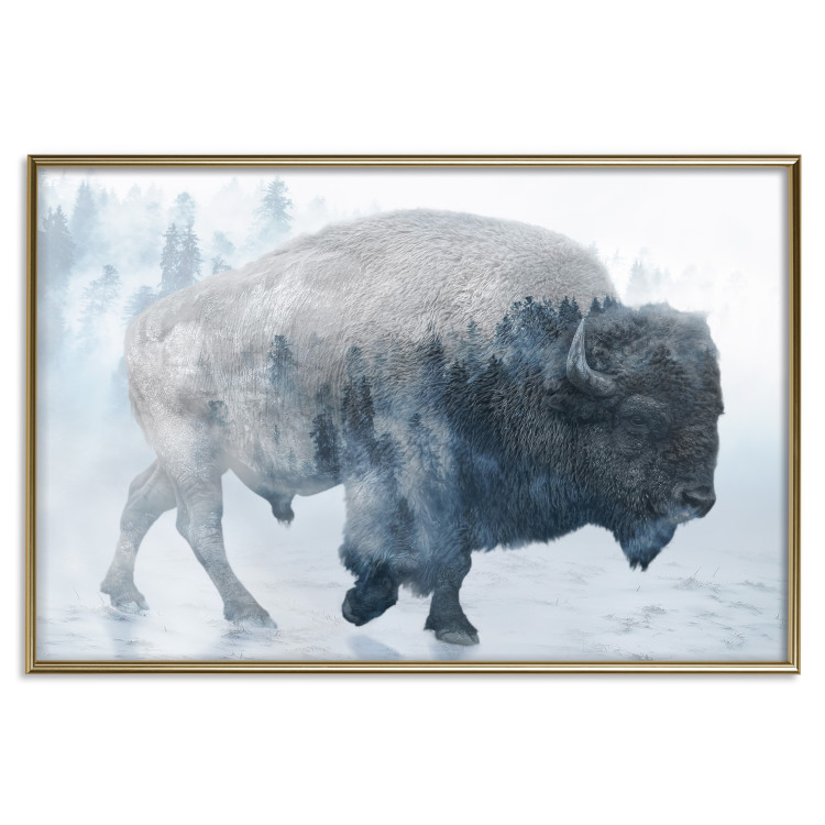 Wall Poster Lonely Horizontal Expedition - walking animal against a winter landscape background 137162 additionalImage 9