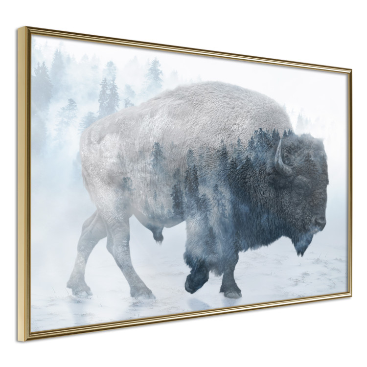 Wall Poster Lonely Horizontal Expedition - walking animal against a winter landscape background 137162 additionalImage 2
