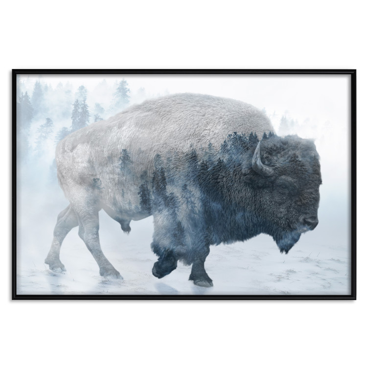 Wall Poster Lonely Horizontal Expedition - walking animal against a winter landscape background 137162 additionalImage 13