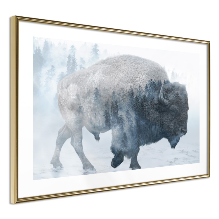 Wall Poster Lonely Horizontal Expedition - walking animal against a winter landscape background 137162 additionalImage 27