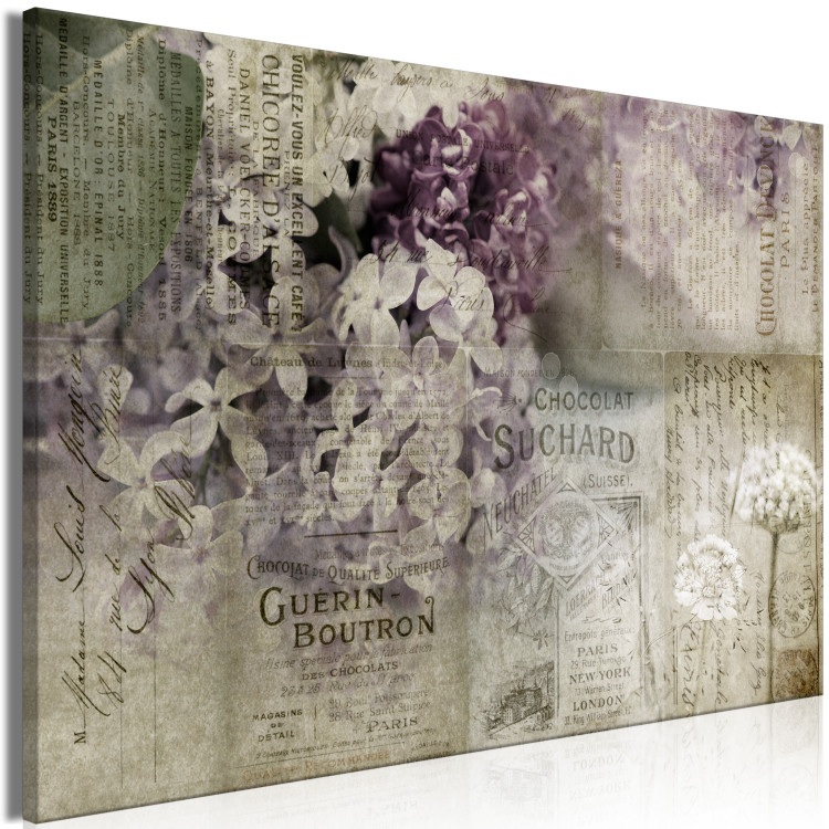 Canvas Postcard with Lilac (1-piece) Wide - Provencal flowers and inscriptions 138362 additionalImage 2