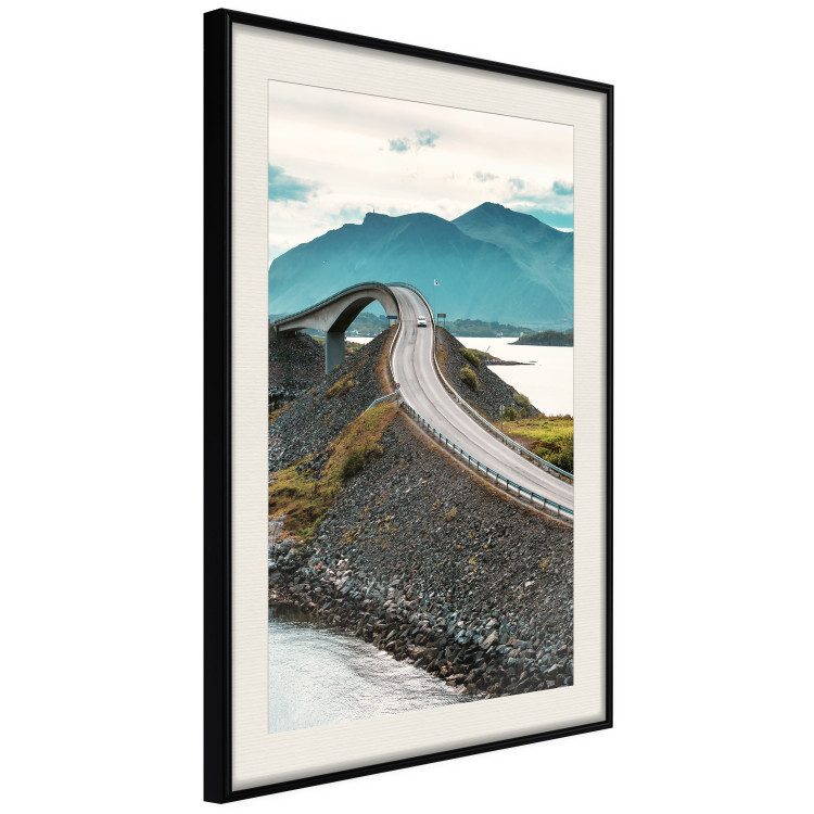 Poster Road through Lakes - landscape of a road and bridge against tall mountains 138762 additionalImage 13