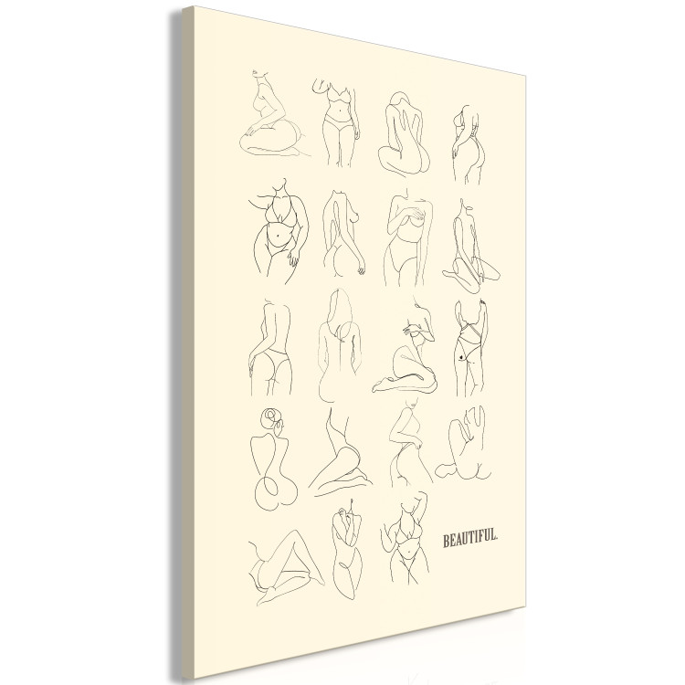 Canvas Print Beautiful Shapes (1-piece) Vertical - female nudes in lineart style 138862 additionalImage 2