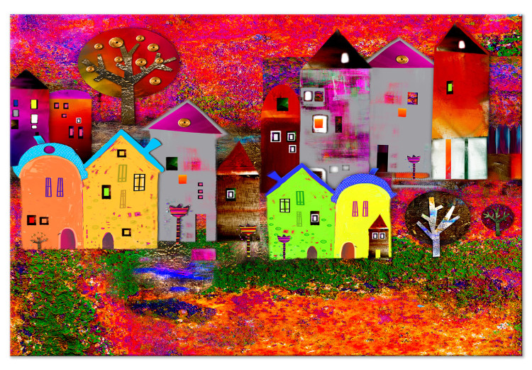 Canvas Print Children's Cottages (1-piece) Wide - view of a colorful city 143162