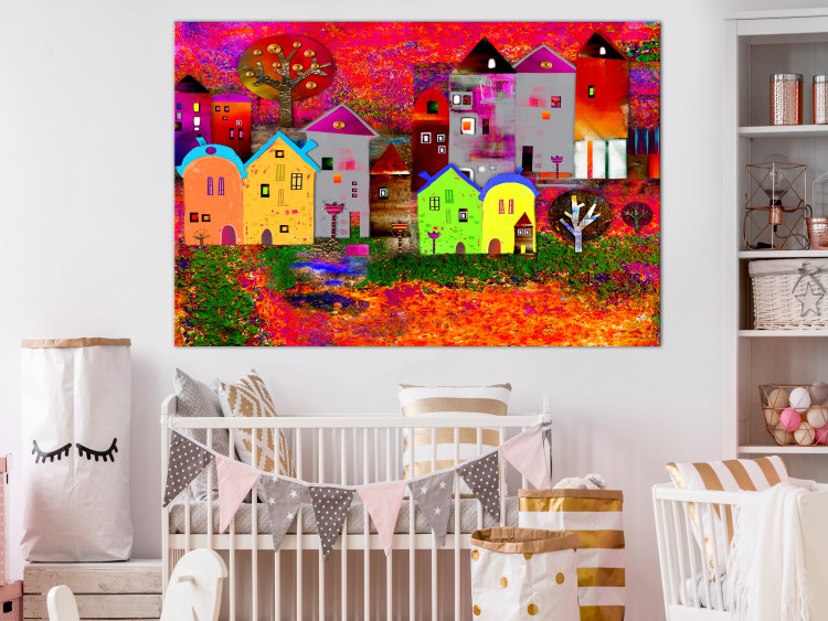 Canvas Print Children's Cottages (1-piece) Wide - view of a colorful city 143162 additionalImage 3